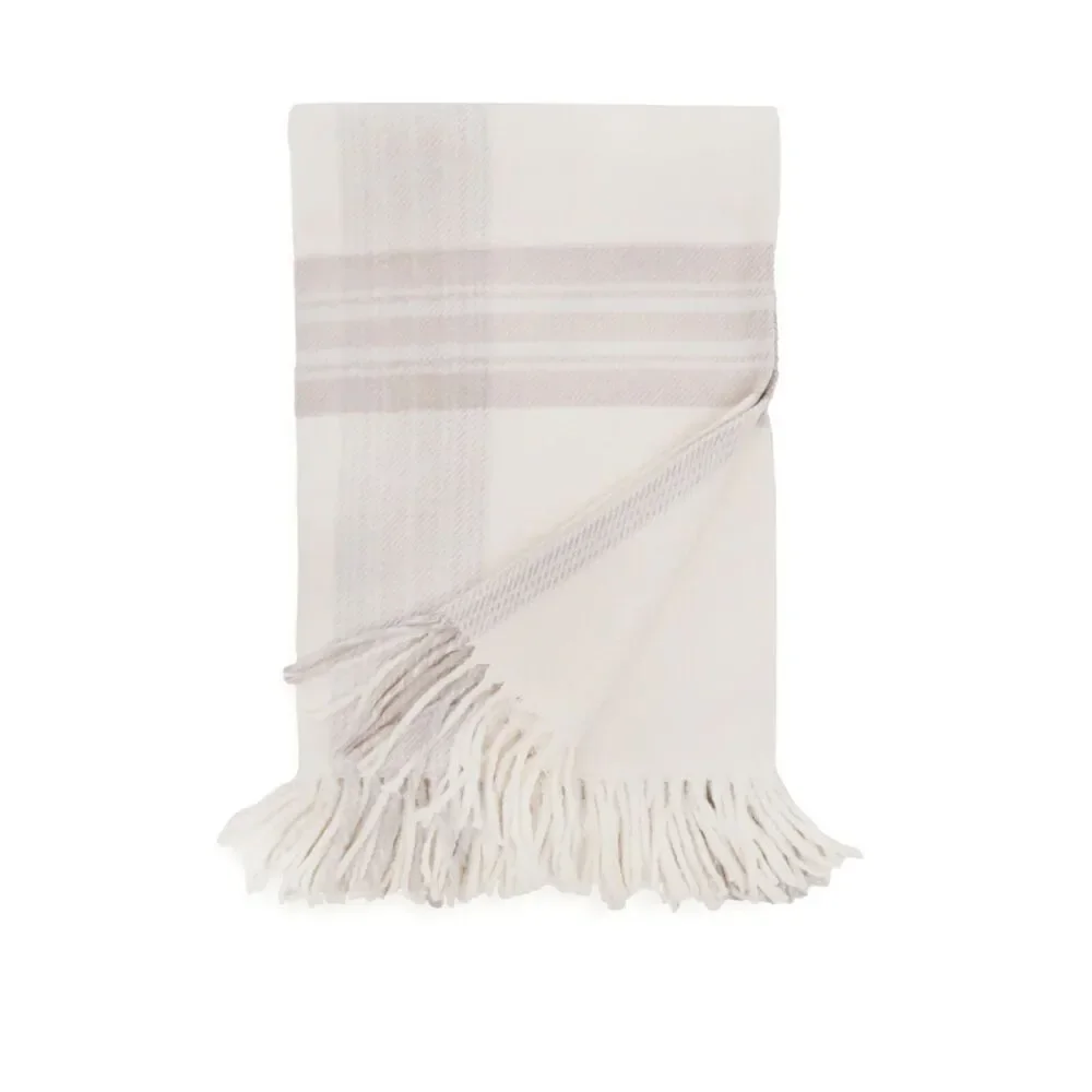 New in Package POM POM AT HOME Geneva Throw Blanket Ivory/Taupe 50x70